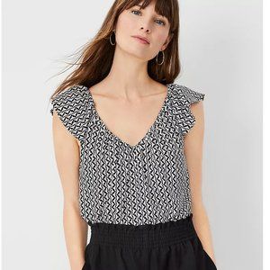 NWOT ANNTAYLOR Geo V-Neck Raglan Top